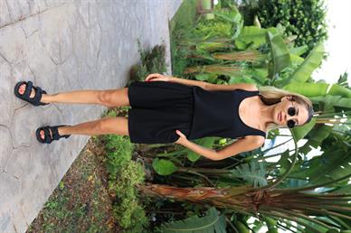 Atlet Askı Siyah Şortlu Penye Takım