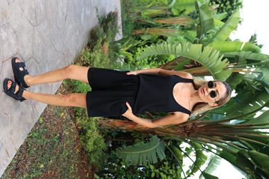 Atlet Askı Siyah Şortlu Penye Takım