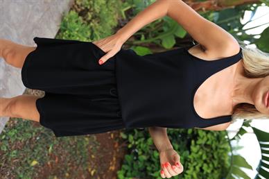 Atlet Askı Siyah Şortlu Penye Takım