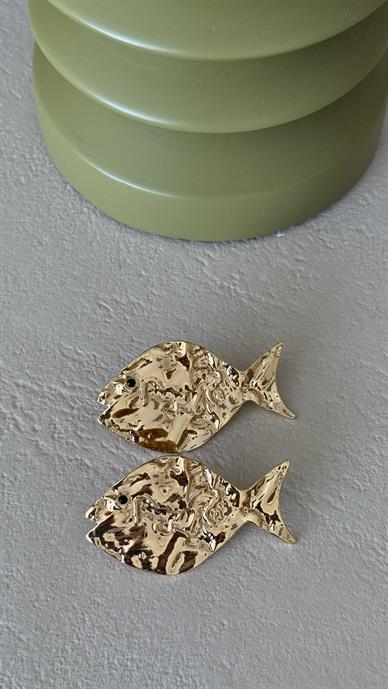 Balık Figürlü Gold Küpe