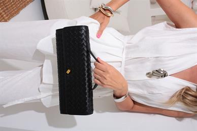 Balıksırtı Desen Kilitli İthal El Çantası