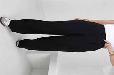 Baskı Düğmeli Siyah Palazzo Pantolon