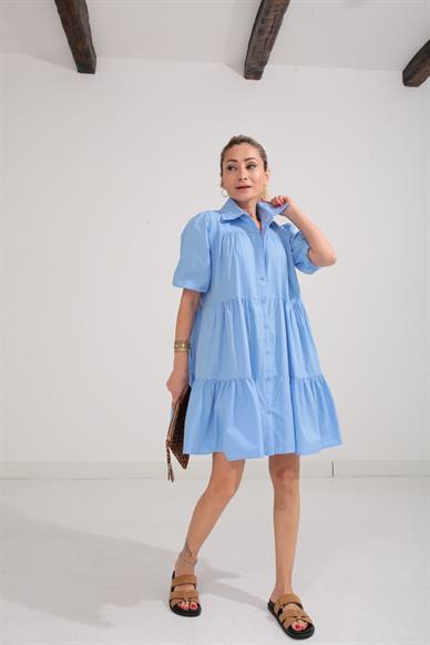 Bebe Mavi  Katlı Gömlek Elbise