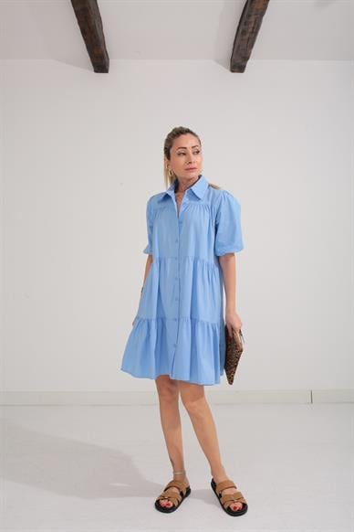 Bebe Mavi  Katlı Gömlek Elbise