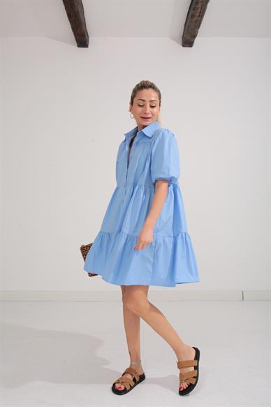 Bebe Mavi  Katlı Gömlek Elbise