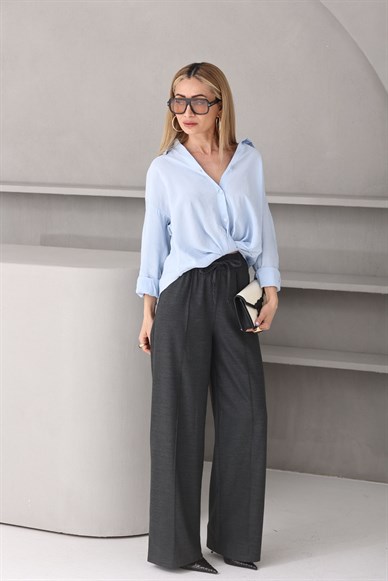 Bebe Mavi Önü Düğümlü Tensel Gömlek