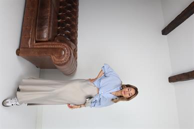 Bej Maxi Boy Saten Etek