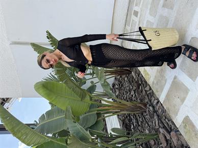 Beli İpli Ajurlu Siyah Pantolon