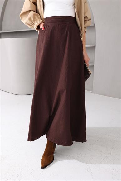 Beli Lastikli Cepli Kahve Kloş Paraşüt Etek(1094-78)