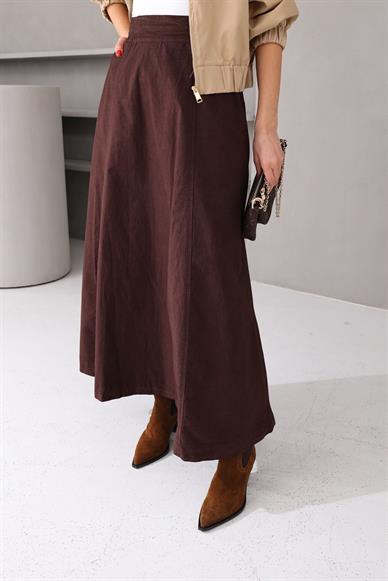 Beli Lastikli Cepli Kahve Kloş Paraşüt Etek(1094-78)