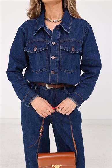 Beli Lastikli Denim Tulum