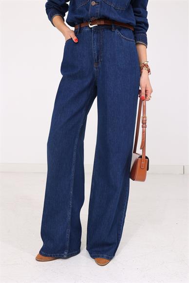 Beli Lastikli Denim Tulum