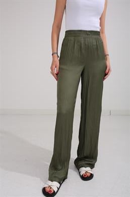 Beli Lastikli Haki Kraşlı Pantolon