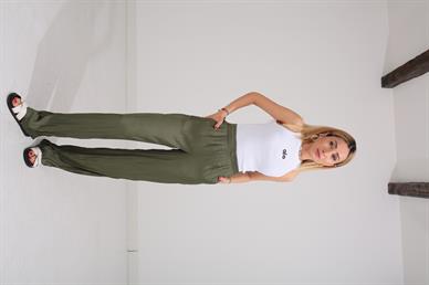 Beli Lastikli Haki Kraşlı Pantolon