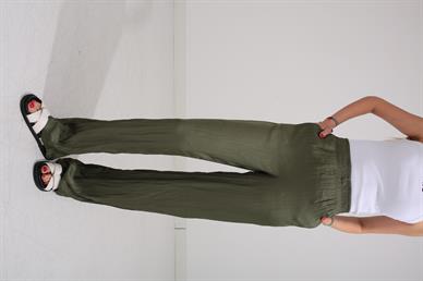 Beli Lastikli Haki Kraşlı Pantolon