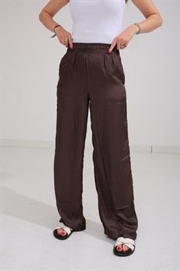 Beli Lastikli Kahve Kraşlı Pantolon