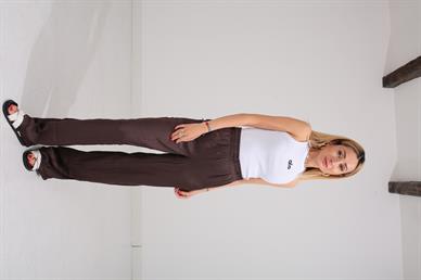 Beli Lastikli Kahve Kraşlı Pantolon