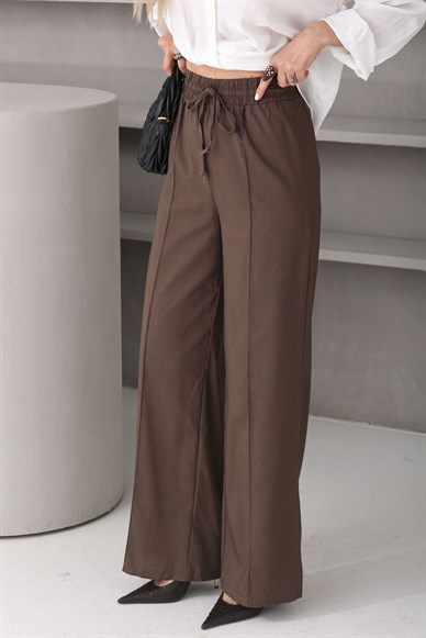 Beli Lastikli Kahve Palazzo Pantolon
