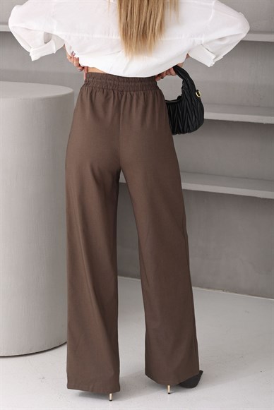 Beli Lastikli Kahve Palazzo Pantolon