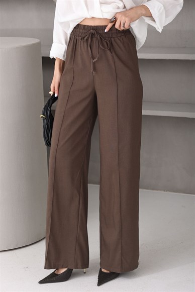 Beli Lastikli Kahve Palazzo Pantolon