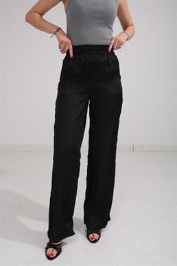 Beli Lastikli Siyah Kraşlı Pantolon