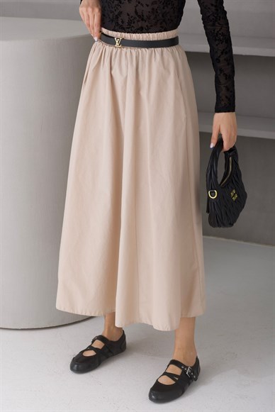 Beli Lastikli Taş Kloş Etek