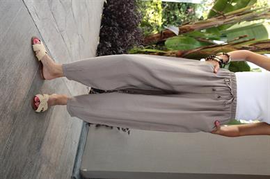 Beli Lastikli Tensel Vizon Şalvar Pantolon