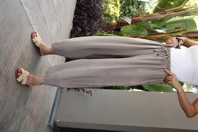 Beli Lastikli Tensel Vizon Şalvar Pantolon