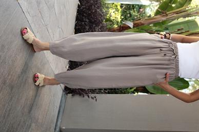 Beli Lastikli Tensel Vizon Şalvar Pantolon