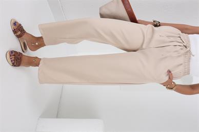 Beli Lastikli Yandan Cepli Bej Pantolon