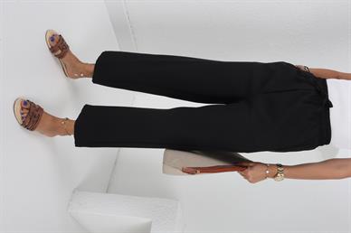 Beli Lastikli Yandan Cepli Siyah Pantolon