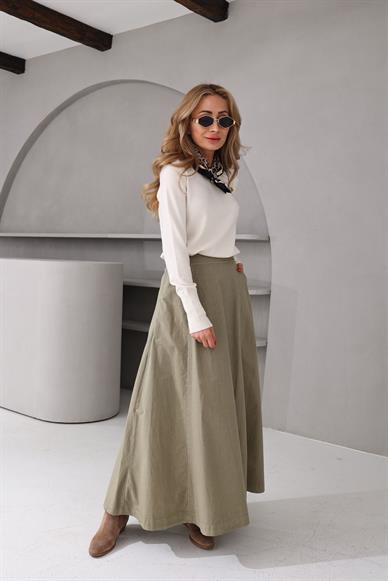 Beli Lastilki Cepli Kloş Paraşüt  Etek(1094-00)