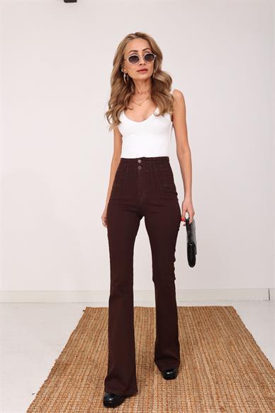Beli Pileli Full Likra İspanyol Paça Jean(7021-00)