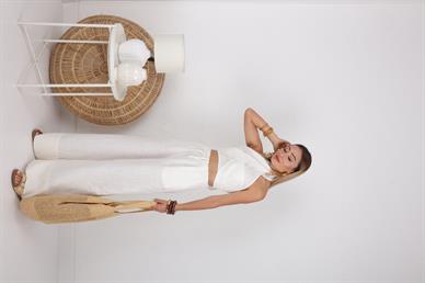 Beyaz Bağlamalı Krop Takım