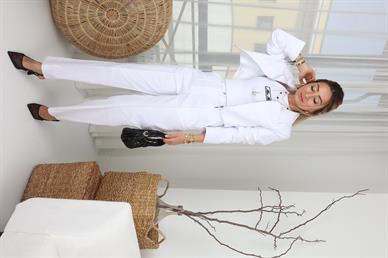 Beyaz Denim Gabardin Takım