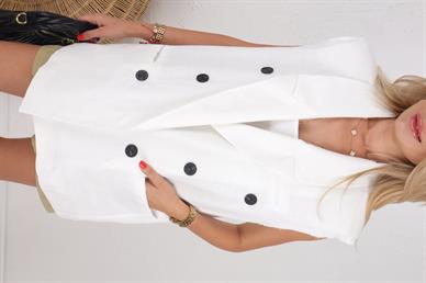 Beyaz Dokuma Keten Yelek