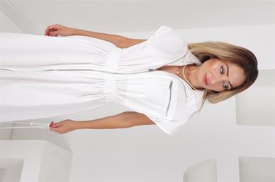 Beyaz Fermuarlı Elbise