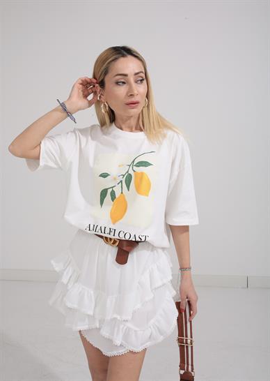 Beyaz Katlı Şort Astarlı Etek