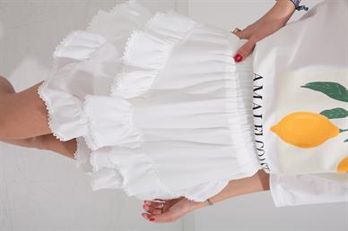 Beyaz Katlı Şort Astarlı Etek