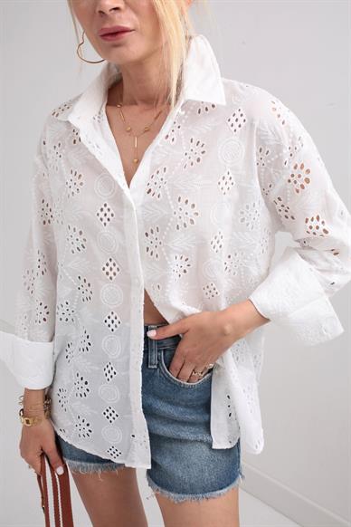 Beyaz Oversize Fisto Gömlek