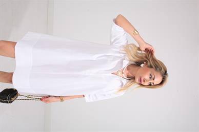 Beyaz Oversize Gömlek Elbise