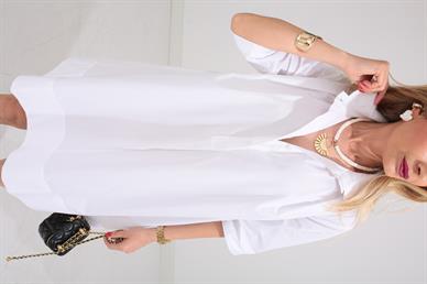 Beyaz Oversize Gömlek Elbise