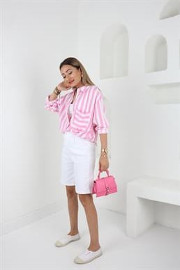 Beyaz Şehir Boy Denim Şort (1619)