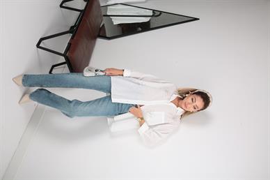 Beyaz Taş İşli  Oversize Gömlek