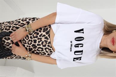 Beyaz Vogue Baskılı Tshirt