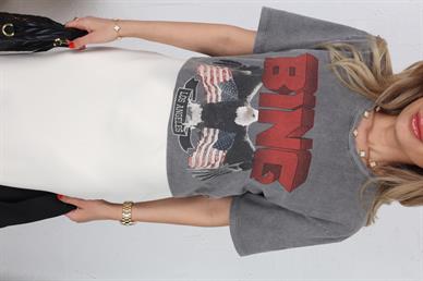 Bing Baskılı Yıkamalı Basic tshirt