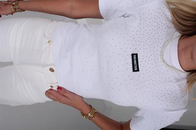 Bisiklet Taş Baskılı Beyaz  Tshirt