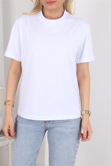 Bisiklet Yaka Basic Beyaz Kısa Tshirt
