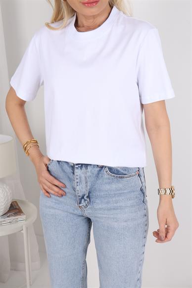 Bisiklet Yaka Basic Beyaz Kısa Tshirt