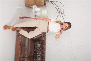 Bisiklet Yaka Basic Ekru Kısa Tshirt